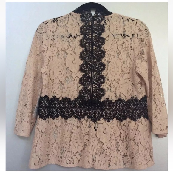 ZARA NEW WOMAN SS19 BEIGE-PINK CONTRAST LACE TOP REF:2157/035 XS - Picture 6 of 10